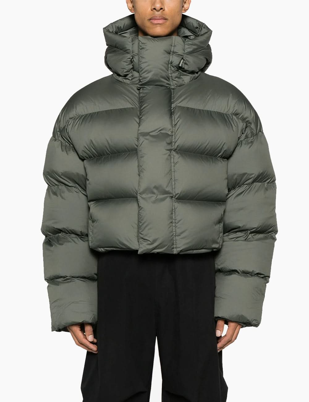 Green neck down jacket