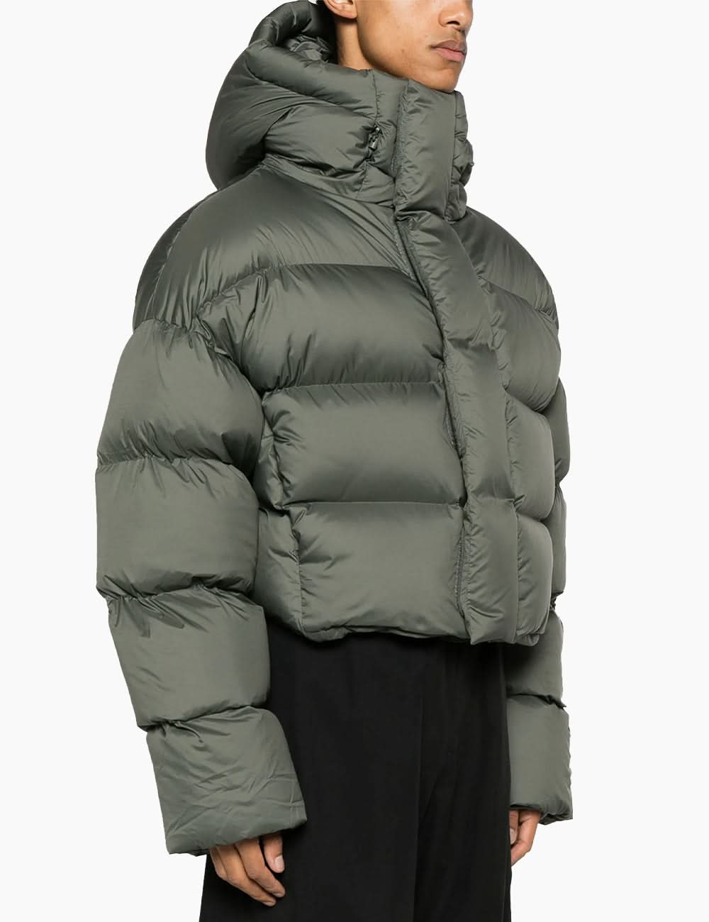 Green neck down jacket