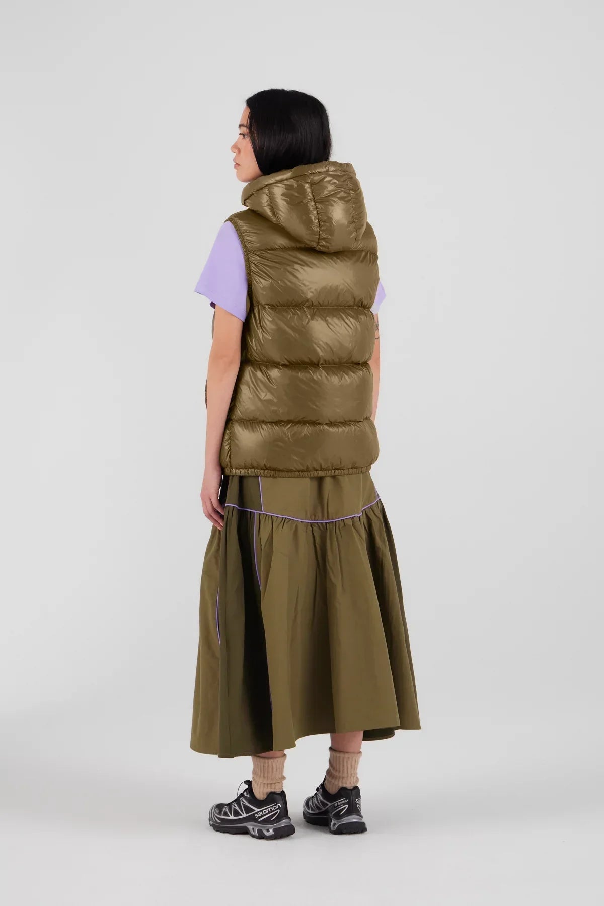 Doudoune sans manches en nylon brillant Cesar - Pickle