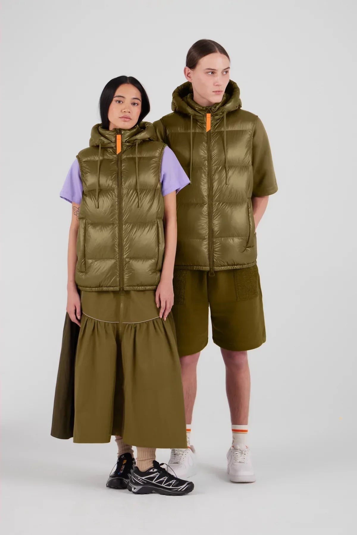 Doudoune sans manches en nylon brillant Cesar - Pickle