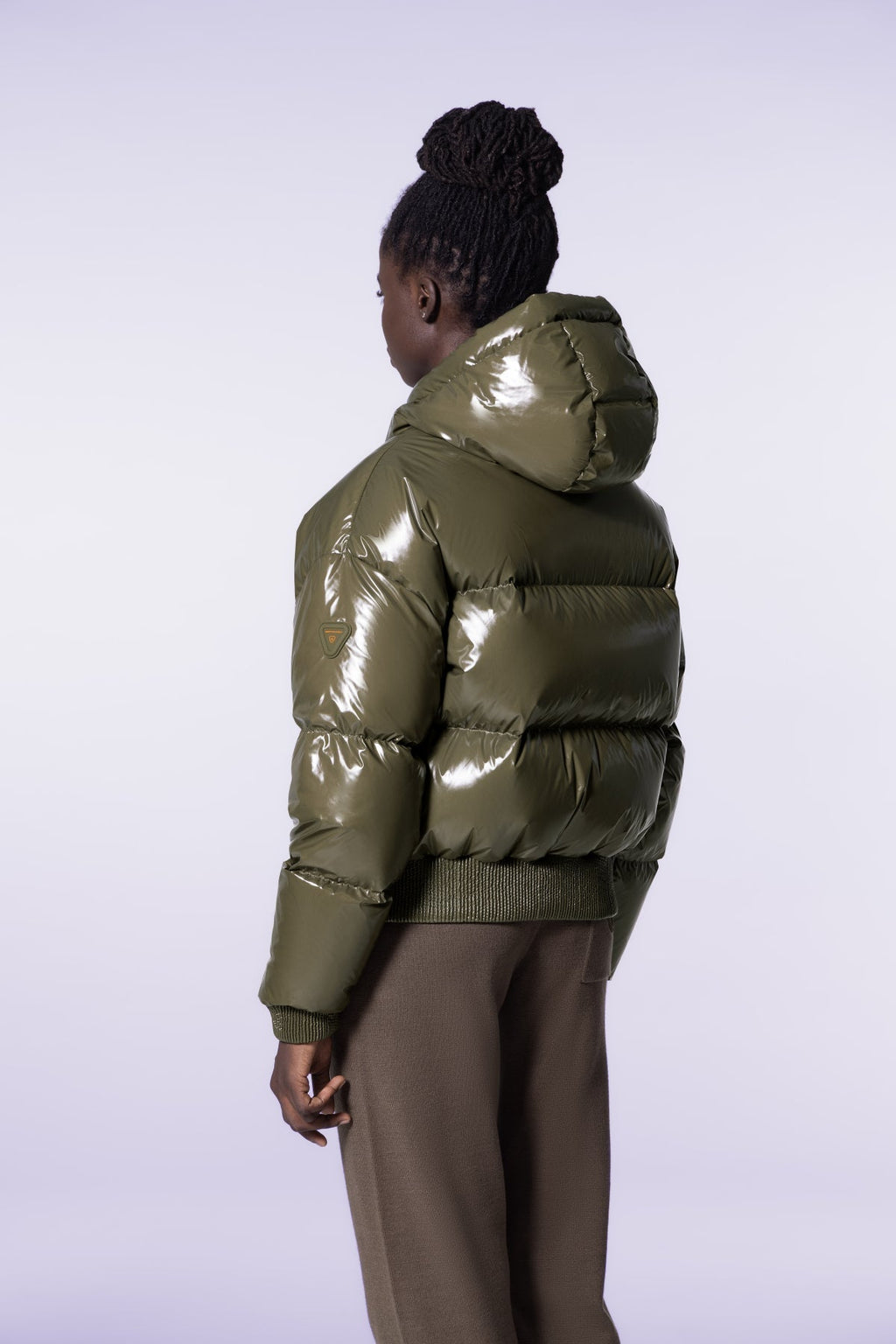 Doudoune courte brillante Nine - Khaki